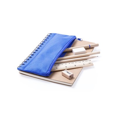 Блокнот "Full kit" с пеналом и канцелярскими принадлежностями, синий синий