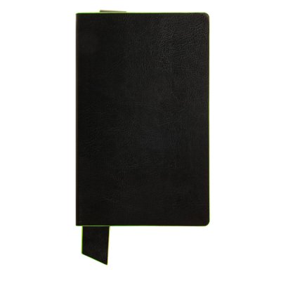Бизнес-блокнот "Trendi", 130*210 мм, черно-лаймовый, мягкая обложка, в линейку Черный