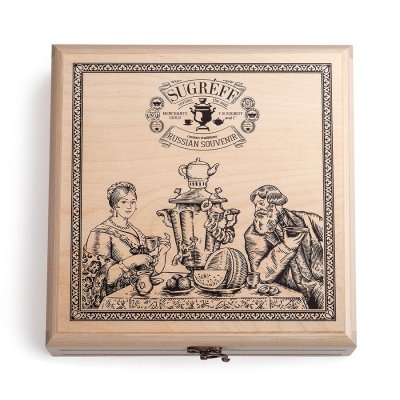 Подарочный набор с логотипом Сугревъ в деревянной коробке, коллекция из 9 чаёв разные цвета