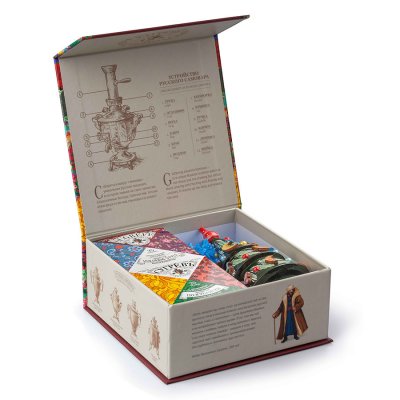 Набор подарочный  "Сугревъ. Россия" из 2-х коробочек с листовым чаем и ёлкой-матрешкой разные цвета