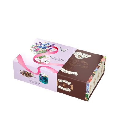 Подарочный набор "Весенний букет" с вареньем и цветочным чаем разные цвета