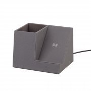 Карандашница "Cool Gray" с беспроводным зарядным устройством, переработанный пластик (RPET) серый