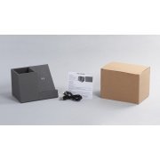 Карандашница "Cool Gray" с беспроводным зарядным устройством, переработанный пластик (RPET) серый