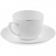 Кофейная пара Mansion Select, белая с серебристой отводкой