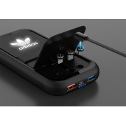Беспроводное ЗУ "Fast & Furious", 10000 mAh, с быстрой (22.5W/15W) зарядкой, с магнитным кабелем и набором переходников, с подсветкой логотипа черный