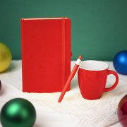 Подарочный набор HAPPINESS: блокнот, ручка, кружка, красный Белый