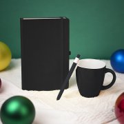 Подарочный набор HAPPINESS: блокнот, ручка, кружка, чёрный Белый