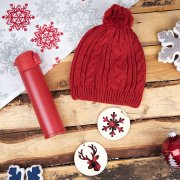 Подарочный набор WINTER TALE: шапка, термос, новогодние украшения, красный Белый