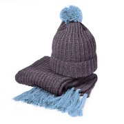 Шапка и шарф GoSnow с ярким пoмпоном и кисточками голубой