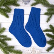 Носки вязаные НАСВЯЗИ© шерсть/акрил Синий