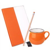 Подарочный набор LAST SUMMER: бизнес-блокнот, кружка, карандаш чернографитный, оранжевый Белый