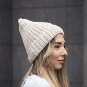 Шапка бини вязаная НАСВЯЗИ© шерсть/ акрил Черный