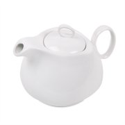 Чайник с кружкой на подставке "Мила" без упаковки, 21,5х24х12см,500мл и 300мл, фарфор, бамбук коричневый, белый