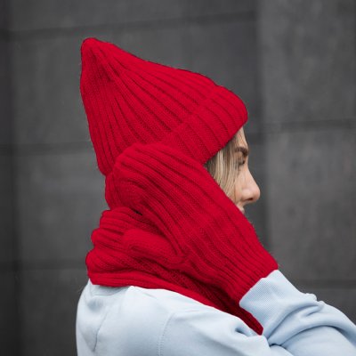 Набор подарочный НАСВЯЗИ©: шапка, шарф,  варежки, носки, красный Красный
