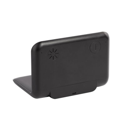 Настольные часы "Smart Time" с беспроводным (15W) зарядным устройством, будильником и термометром, со съёмным дисплеем черный