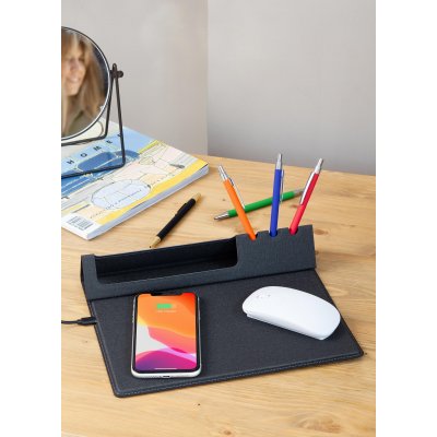 Настольная складная подставка "Cool Desk" с беспроводным (10W) зарядным устройством и ковриком для мыши темно-серый