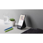 Настольные часы "Smart Pyramid" с bluetooth колонкой (3Вт) и беспроводным (15W) зарядным устройством, с подсветкой логотипа черный