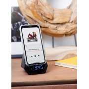 Настольные часы "Smart Pyramid" с bluetooth колонкой (3Вт) и беспроводным (15W) зарядным устройством, с подсветкой логотипа черный