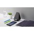 Настольные часы "Smart Pyramid" с bluetooth колонкой (3Вт) и беспроводным (15W) зарядным устройством, с подсветкой логотипа черный Настольные часы "Smart Pyramid" с bluetooth колонкой (3Вт) и беспроводным (15W) зарядным устройством, с подсветкой логотипа черный