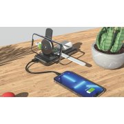 Беспроводная зарядная (20W/15W) станция-пауэрбэнк "Slider" 10000 mAh для смартфонов, наушников, часов, с подвижным зарядным блоком черный