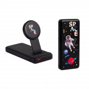 Беспроводная зарядная (20W/15W) станция-пауэрбэнк "Slider" 10000 mAh для смартфонов, наушников, часов, с подвижным зарядным блоком черный