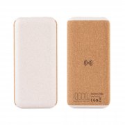 Беспроводное зарядное устройство "Cork Power" 10000 mAh, пластик/пшеничное волокно/пробка бежевый