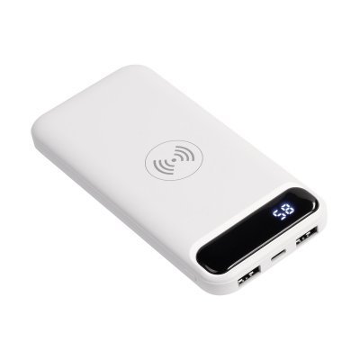 Беспроводное зарядное устройство "Quantum", 10000 mAh с цифровым индикатором заряда белый