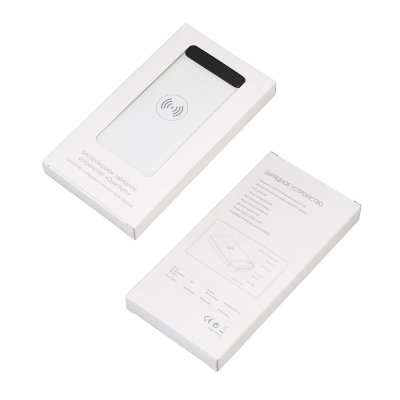 Беспроводное зарядное устройство "Quantum", 10000 mAh с цифровым индикатором заряда белый