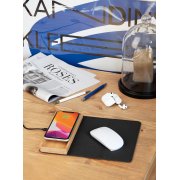 Коврик-трансформер с органайзером на магнитах с беспроводным (15W) ЗУ с подсветкой логотипа черный с бежевым