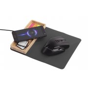 Коврик-трансформер с органайзером на магнитах с беспроводным (15W) ЗУ с подсветкой логотипа черный с бежевым