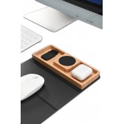 Коврик-трансформер с органайзером на магнитах с беспроводным (15W) ЗУ с подсветкой логотипа черный с бежевым