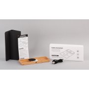 Коврик-трансформер с органайзером на магнитах с беспроводным (15W) ЗУ с подсветкой логотипа черный с бежевым