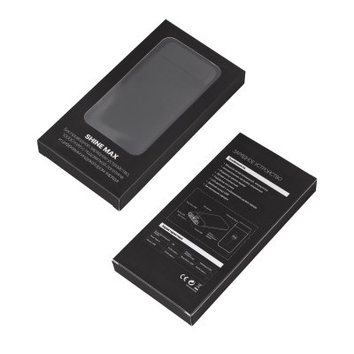 Беспроводное зарядное устройство "ShineMax SOFTTOUCH", 10000 mAh с подсветкой логотипа и цифровым индикатором заряда черный