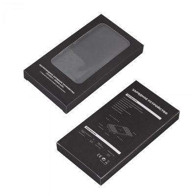 Беспроводное зарядное устройство "Sticky SOFTTOUCH", 10000 mAh с подсветкой логотипа и присосками черный