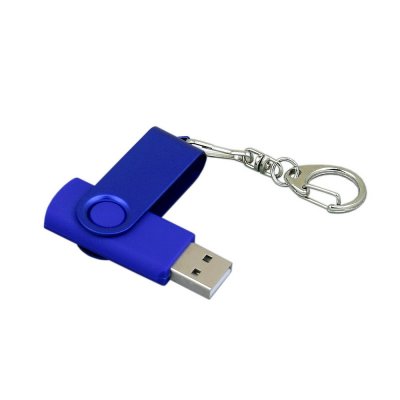 USB 2.0- флешка промо на 16 Гб с поворотным механизмом и однотонным металлическим клипом