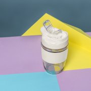 Стакан EASY с крышкой, 400мл прозрачный, белый