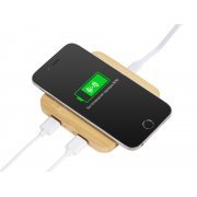 USB-хаб с беспроводной зарядкой из бамбука «Plato», 5 Вт