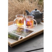 Стеклянная кружка с двойными стенками и перламутровым эффектом, 330 мл