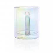 Стеклянная кружка с двойными стенками и перламутровым эффектом, 330 мл