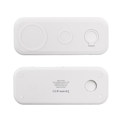 Настольная беспроводная (15W) зарядная станция "Snow Board" для смартфона, часов и наушников белый