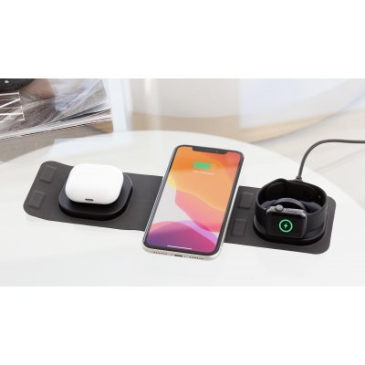Складная беспроводная (15W) зарядная станция "Magic Case" для смартфона, часов и наушников черный