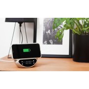 Настольные часы "Smiley" с беспроводным (10W) зарядным устройством и будильником, пшеница/бамбук/пластик бежевый