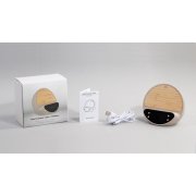 Настольные часы "Smiley" с беспроводным (10W) зарядным устройством и будильником, пшеница/бамбук/пластик бежевый