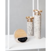 Настольные часы "Smiley" с беспроводным (10W) зарядным устройством и будильником, пшеница/бамбук/пластик бежевый