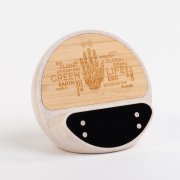 Настольные часы "Smiley" с беспроводным (10W) зарядным устройством и будильником, пшеница/бамбук/пластик бежевый