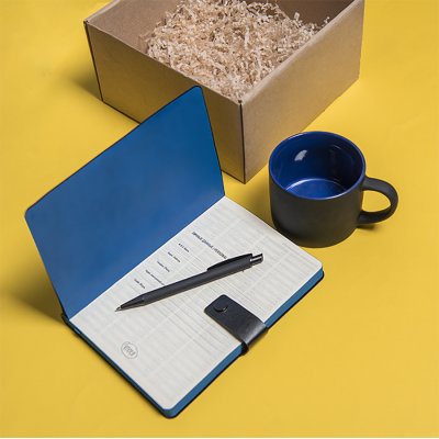 Набор подарочный DYNAMIC: кружка, ежедневник, ручка,  стружка, коробка, черный/синий Черный