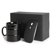 Набор подарочный HARD WORKER: кружка, мышь беспроводная, коробка, черный черный арт. 39501/35