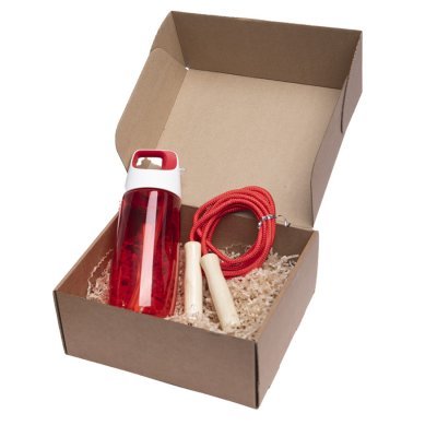 Набор подарочный INMODE: бутылка для воды, скакалка, стружка, коробка, красный Красный