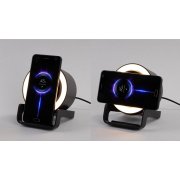 Bluetooth колонка-подставка "Smart Loud" с беспроводным (10W) зарядным устройством, лампой и подсветкой логотипа черный