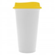 Стакан с крышкой Color Cap White, белый с желтым